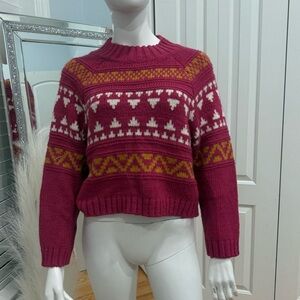 Universal Thread Pink and Yellow Patterned Sweater
